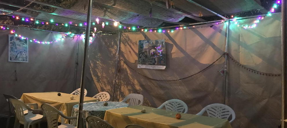 Night time in the Fabrangen Sukkah 2022